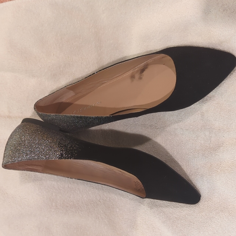 EUC Black with Silver BCBG Flats